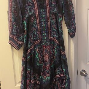 Nanette Lepore Blue Tiered Wrap Dress with Bishop Sleeves